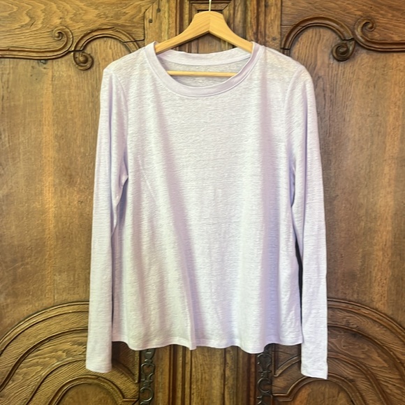 Eileen Fisher Organic Linen Jersey Crewneck Long Sleeve Tee - Picture 5 of 13